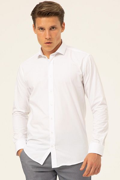 SÜVARİ Ανδρικό πουκάμισο Wonder Regular White Long - Gm1001400299