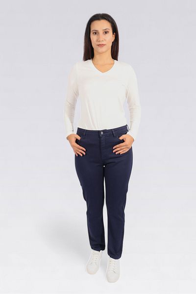 TOLGA SARAÇOĞLU 30234 Indigo Slim Legs Flexible Fabric Cotton Pants