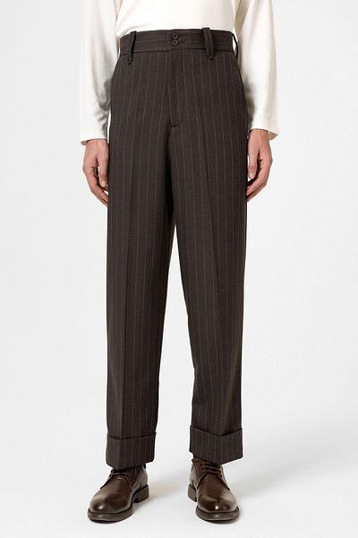 Antioch Coffee High Waist Striped Relaxed Fit Men's Pants