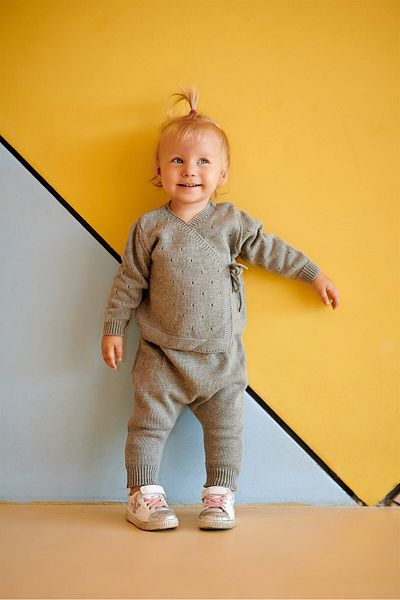 Minora Winter Knitwear Double Breasted Suit Gray