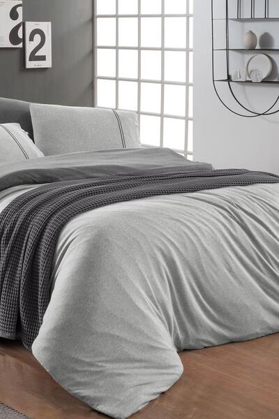 Sarev Medulas Light Gray 50% Cotton 50% Modal Double 160*200 cm Fitted Bed Sheet
