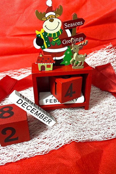 CİYU Noel baba ahşap takvim yılbaşı süsü dekor