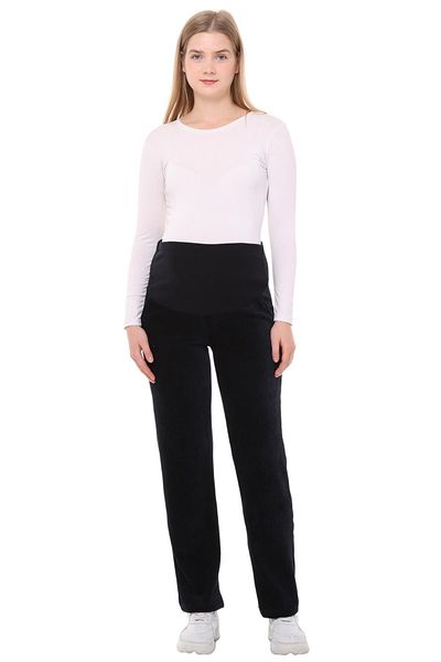 Luvmabelly Myra8511 Pantaloni de maternitate din catifea de iarnă cu talie reglabilă