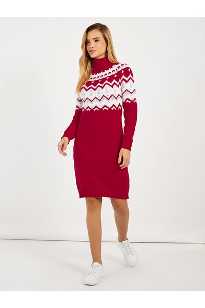 Styli Patterned Sweater Knee Length Dress