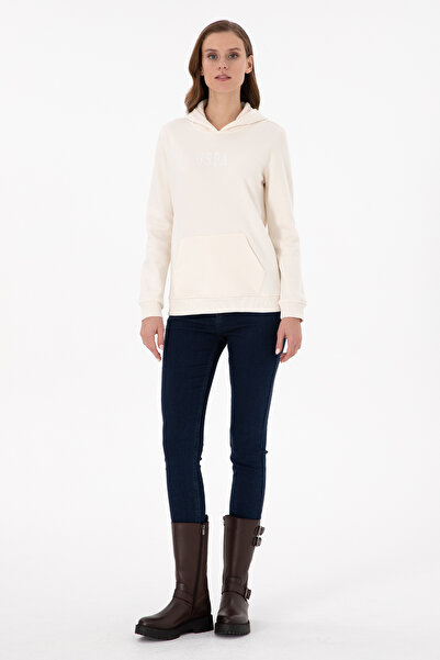 U.S. Polo Assn. Γυναικείο Φούτερ με κουκούλα κρεμ βασικό 50289536-VR071