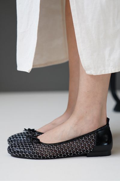 Lizzu Women's Black Lace Ballerinas - Diena