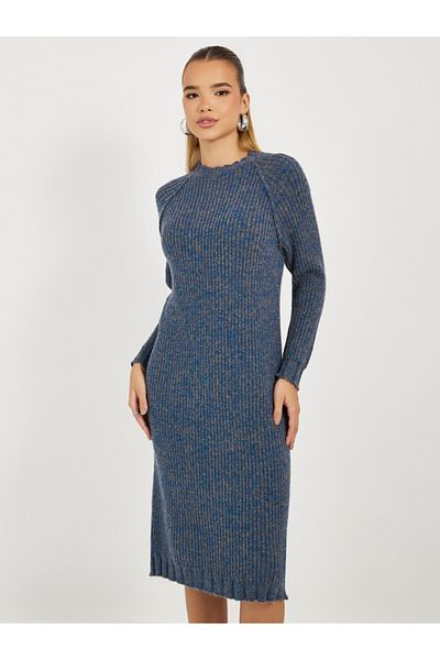 Styli Knitted Sweater Midi Dress with Long Sleeves