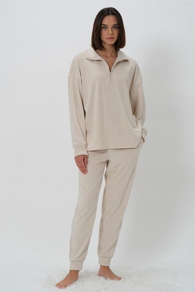 Zeyland Women's Long Sleeve Fleece Ecru Tracksuit Suit Ctn75