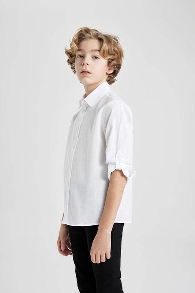 DeFacto Men's and Children's Polo Neck Basic White T-Shirt W3236A624Sm