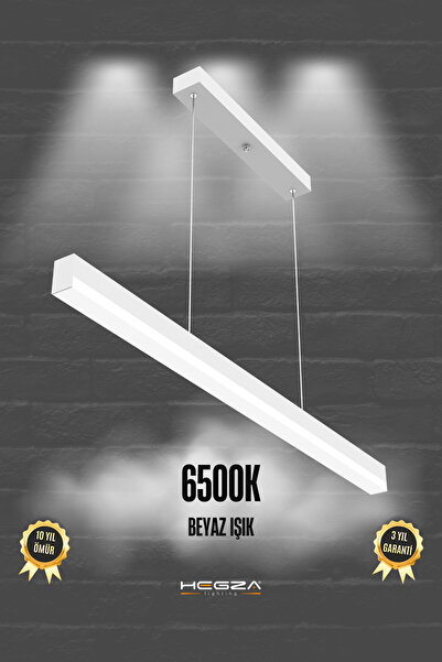 Hegza Lighting Magro 120cm ( Beyaz Kasa, Beyaz Işık ) Ledli Sarkıt Modern Led Avize, Salon, Mutfak, Masa