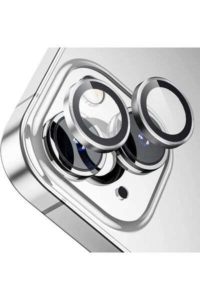 PiyasaSepeti حماية عدسة Apple iPhone 14 Plus من الزجاج والياقوت الفضي