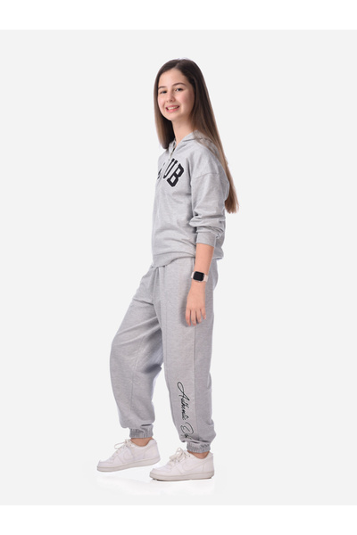 Victor and Jane By Styli Slogan Print Full Zipper Hoodie & Joggers Set