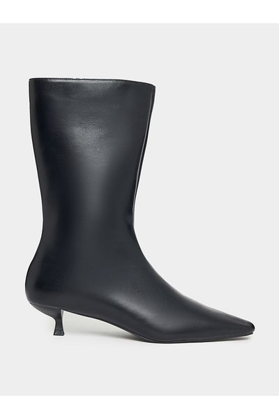 Raid By Styli Pointed Toe Kitten Heel Boots with Zip Closure