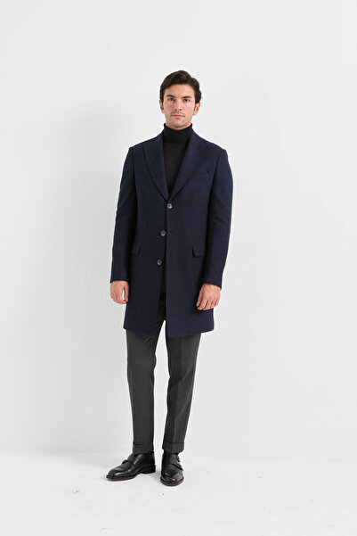 AEK FIORE Erkek Lacivert Yün Palto