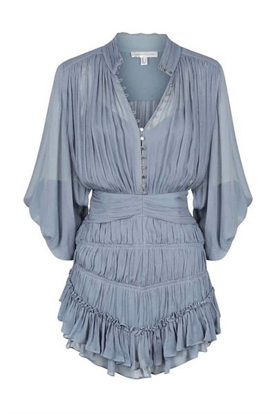 nish for you Blue Long Sleeve Designer Dress