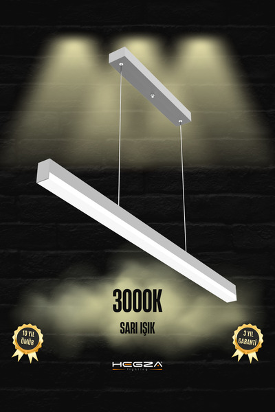 Hegza Lighting Magro 100cm ( Gri Kasa, Sarı Işık ) Ledli Sarkıt Modern Led Av...