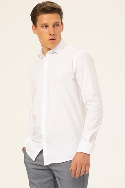 SÜVARİ Ανδρικό πουκάμισο Wonder Regular White Long - Gm1001400299