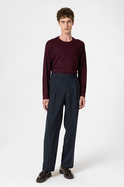 Antioch Navy Blue Striped Relaxed Fit Men's Trousers