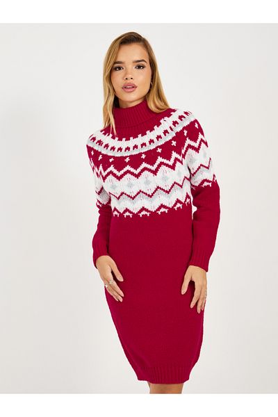 Styli Patterned Sweater Knee Length Dress