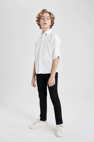 DeFacto Men's and Children's Polo Neck Basic White T-Shirt W3236A624Sm