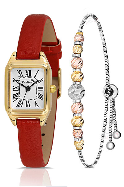 Polo Air Romen Rakamlı Deri Kordon Kadın Kol Saati Dorika Bileklik Kombin Kır...