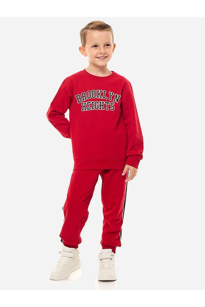 Victor and Jane By Styli Slogan Print Round Neck Sweatshirt & Joggers Set