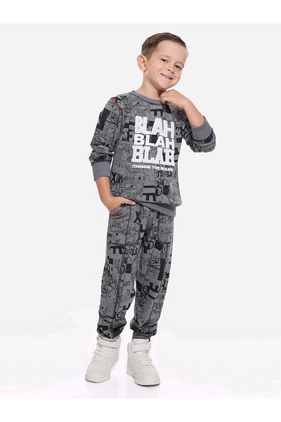 Victor and Jane By Styli All-Over Printed Sweatshirt & Joggers Set