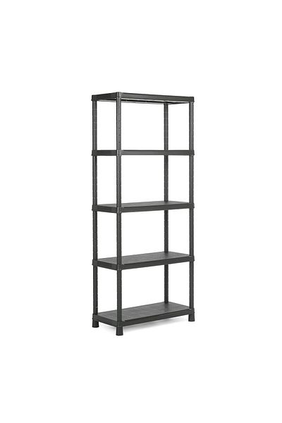 Keter Plus Shelf Tribac Black 80x40x187cm - Durable Modular Plastic Unit with 5 Adjustable Shelves