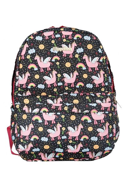 Pippa Lamacorn Black Girl's School Bag (Three Compartments)