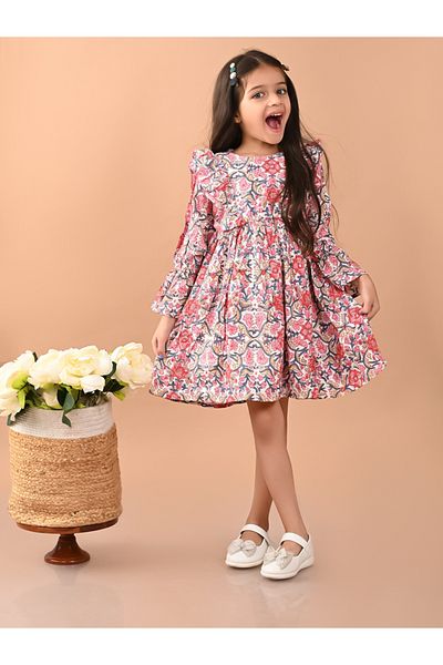 LilPicks By Styli Printed Fit & Flare Knee Length Dress