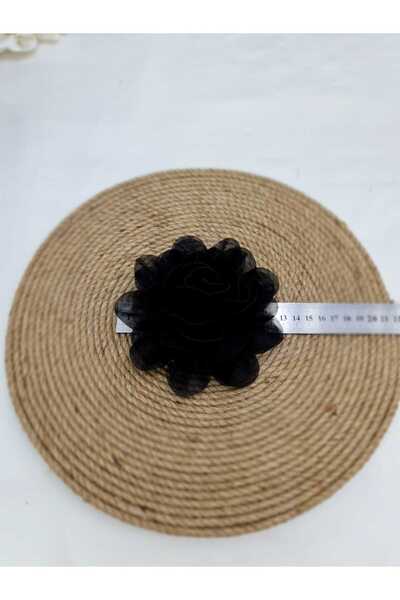 Esteks Dantel ve Tekstil Aksesuarları Iğneli Yaka Çiçeği Broş TÜL Kumaş Çiçek Gül Broş 13 CM