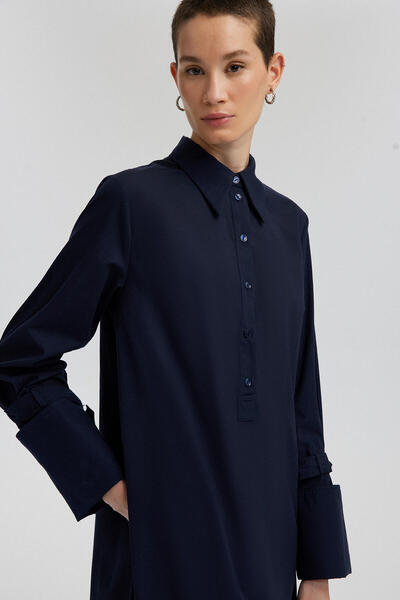 Touché Privé Široké popelínové šaty s manžetami