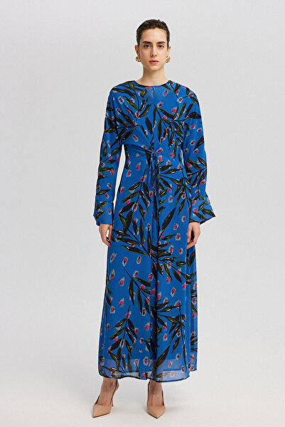 Touché Privé Patterned Chiffon Dress - Belted Waist