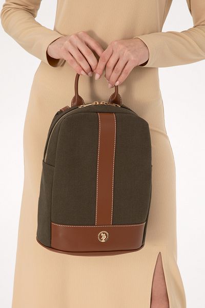 U.S. Polo Assn. Women's Khaki Canvas Backpack 50300291 -Vr027