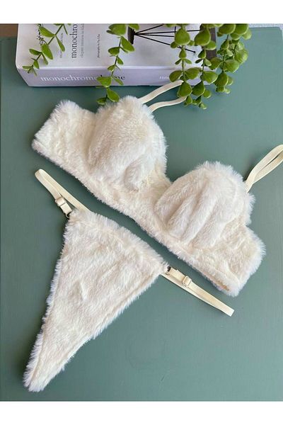 DESİLE Σετ σουτιέν Puffy Model White Underwire βελούδινο