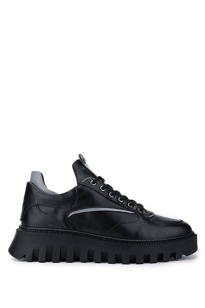 Tamer Tanca Men's Genuine Leather Black Casual Shoes