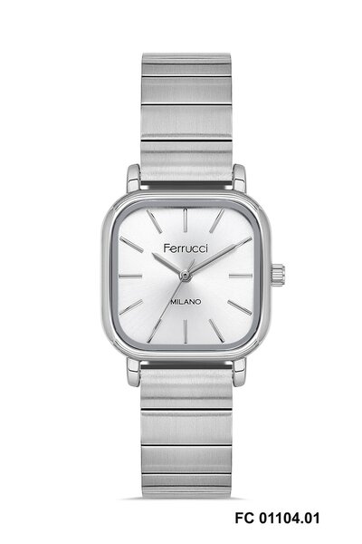 Ferrucci Kadın Kol Saati FC 01104 Kare Model Gümüş Renk  2 Yıl Garantili + Bileklik Hediyeli