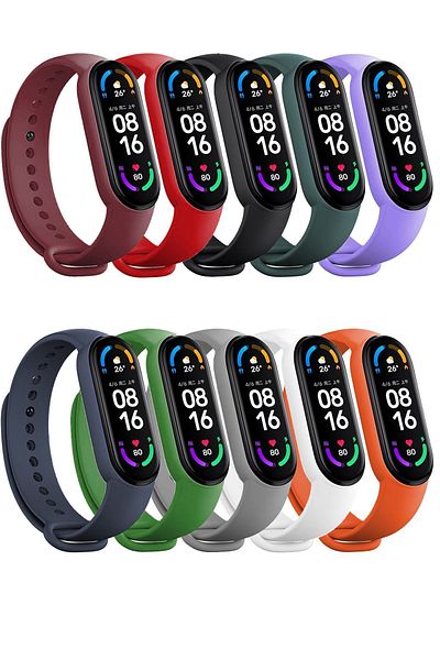 PUFWİN مجموعة السوار المتوافقة مع Xiaomi Mi Band 5/6 مكونة من 10 قطع