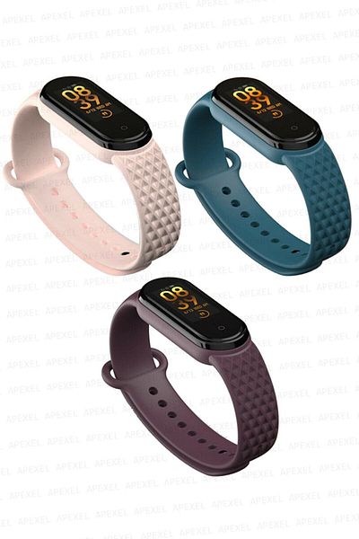 PUFWİN مجموعة أحزمة بنمط ماسي متوافقة مع Xiaomi Mi Band 5 و6 مكونة من 3 قطع