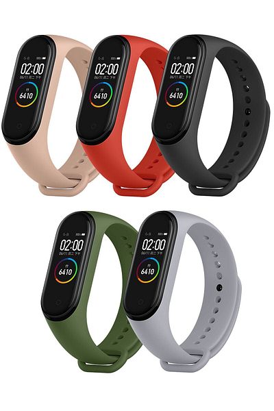 PUFWİN مجموعة أحزمة السيليكون المتوافقة مع Xiaomi Mi Band 3 و4 مكونة من 5 قطع