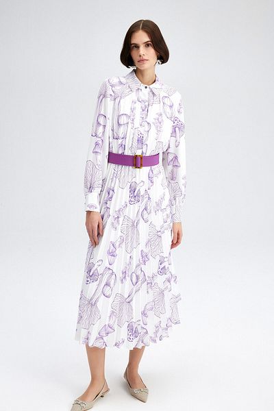 Touché Privé PATTERNED AND PLEATED CREPE DRESS