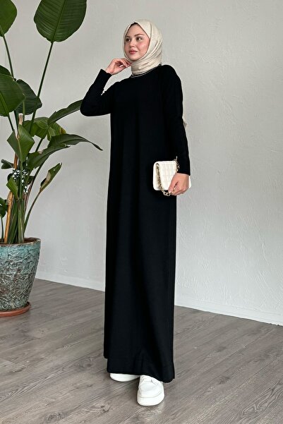 InStyle Stripe Stitching Detail Black Dress