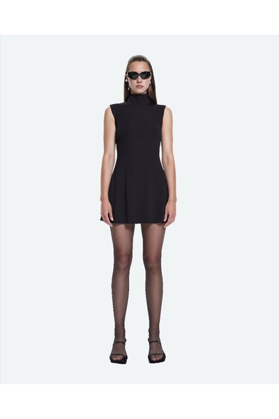Khela The Label Jocelyn Dress Kadın Siyah Balıkçı Yaka Kolsuz Mini Yılbaşı El...