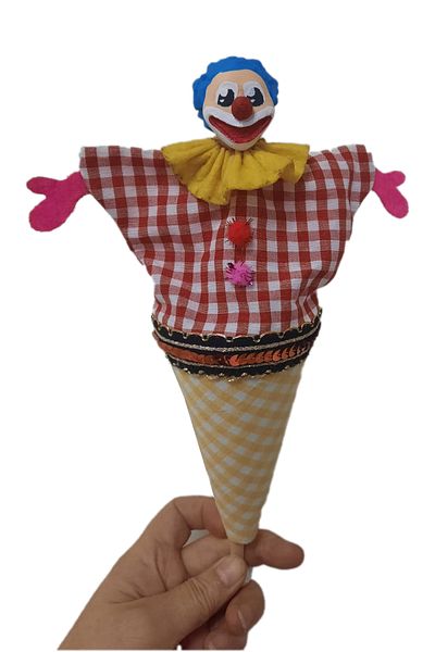 Uçaneller Kuklaevi Cute Clown Cone Puppet