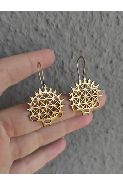 TAKI ZEVKİ Hitit Güneşi Gümüş Kancalı Bronz Küpe