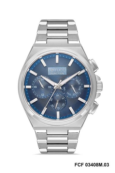 Ferrucci Fc 03408m Men's Wrist Watch - Silver Blue Function, Wrist