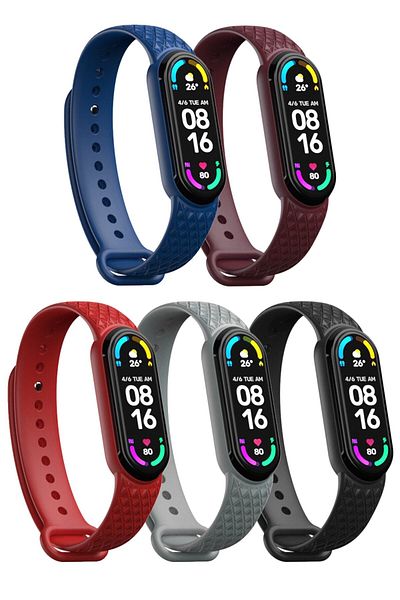 PUFWİN مجموعة أحزمة منقوشة متوافقة مع Xiaomi Mi Band 5 و6