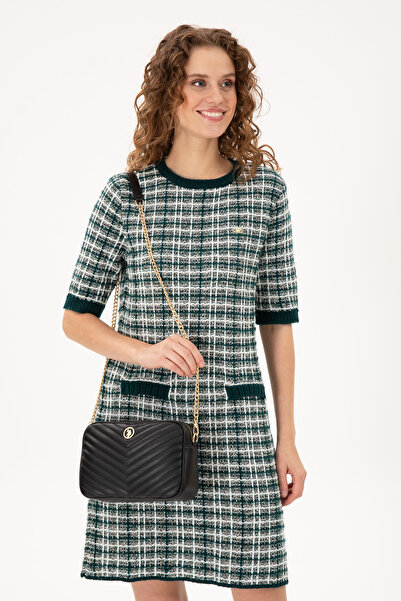 U.S. Polo Assn. حقيبة كروس نسائية بحزام سلسلة أسود 50300327-VR046