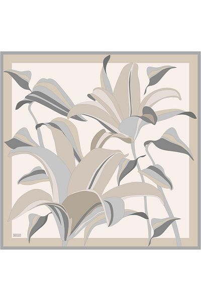 Belli Beige Gray Twill Silk Scarf - 4035-85