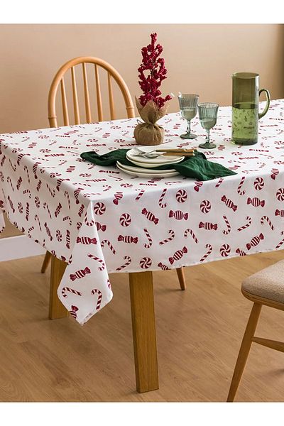LC Waikiki LCW HOME Față de masă roșie cu tematică de Anul Nou 150x200 cm
